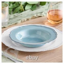 Visions Heirloom Bol rond en plastique bleu acier de 10 oz avec bord vintage argenté