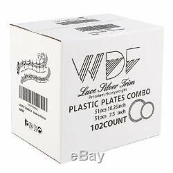 Wdf 102pcs Argent En Plastique Plaques Jetables Plaques En Plastique Avec De L'argent Rim- Dentelle