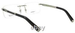 Zilli Zi 60026 C08 lunettes sans monture en titane argenté et noir avec cuir 60-18 France