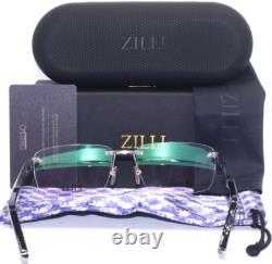 Zilli Zi 60026 C08 lunettes sans monture en titane argenté et noir avec cuir 60-18 France